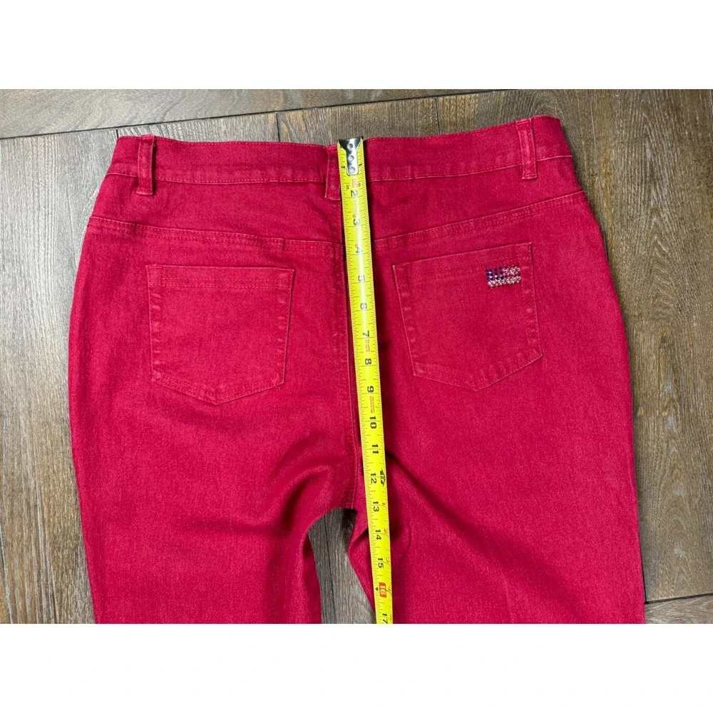 DG2 Diane Gilman Women's Size 12 Red Bootcut Jeans Stretch Denim Pants